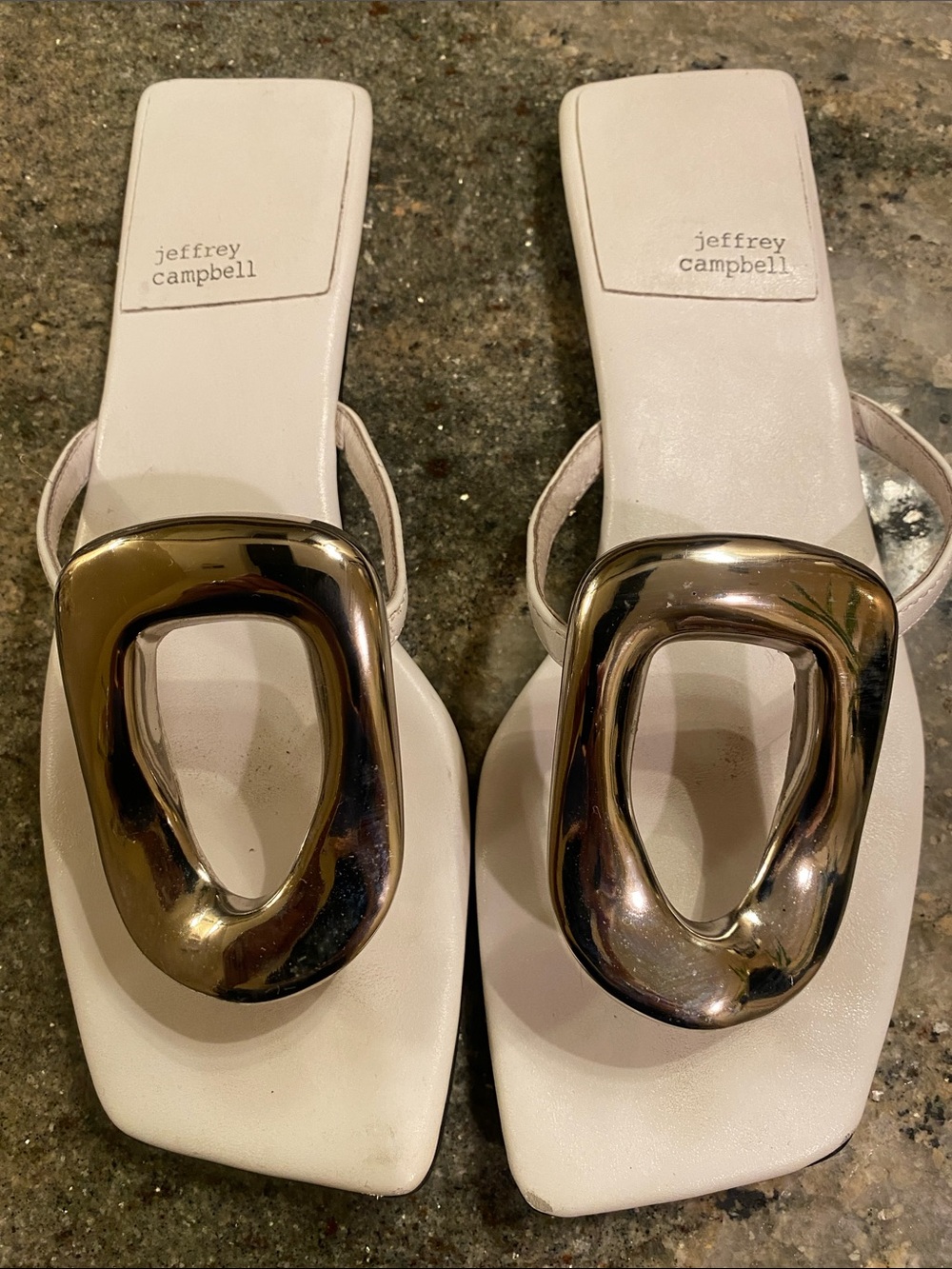Jeffrey Campbell White Thong Sandal with Silver Sculpted Accent - Picture 5 of 5